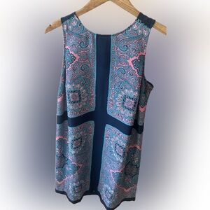 LOFT Paisley Sleeveless Dress- Teal and Pink